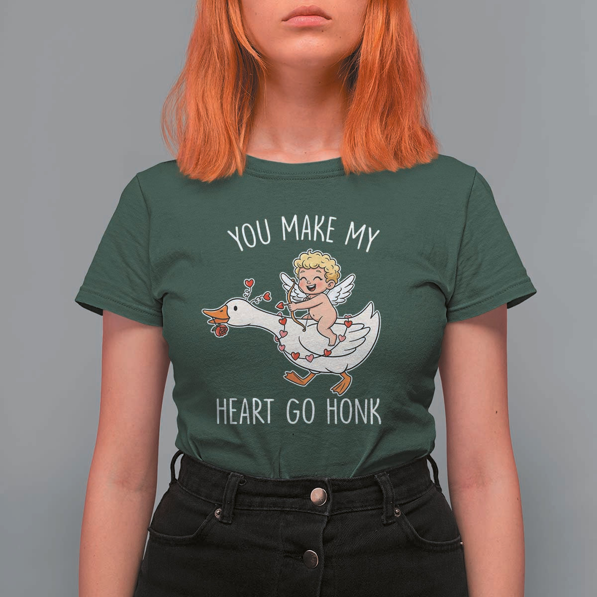 You Make My Heart Go Honk T Shirt For Women Funny Valentine Goose - Wonder Print Shop