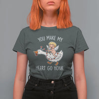 You Make My Heart Go Honk T Shirt For Women Funny Valentine Goose - Wonder Print Shop