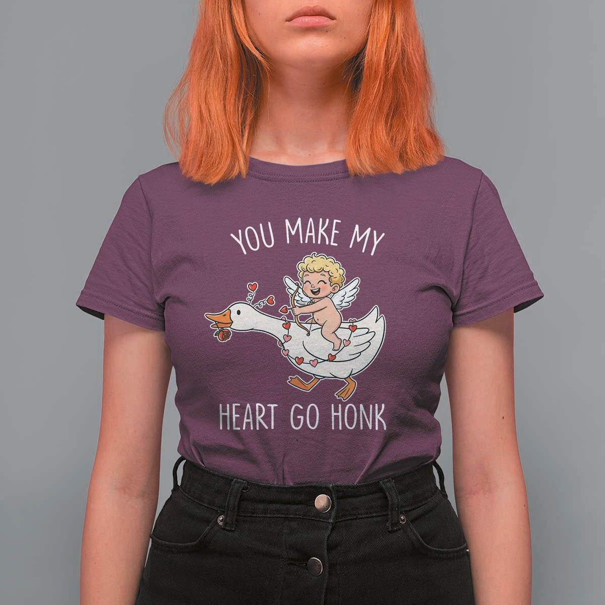 You Make My Heart Go Honk T Shirt For Women Funny Valentine Goose - Wonder Print Shop
