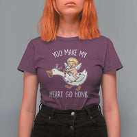 You Make My Heart Go Honk T Shirt For Women Funny Valentine Goose - Wonder Print Shop