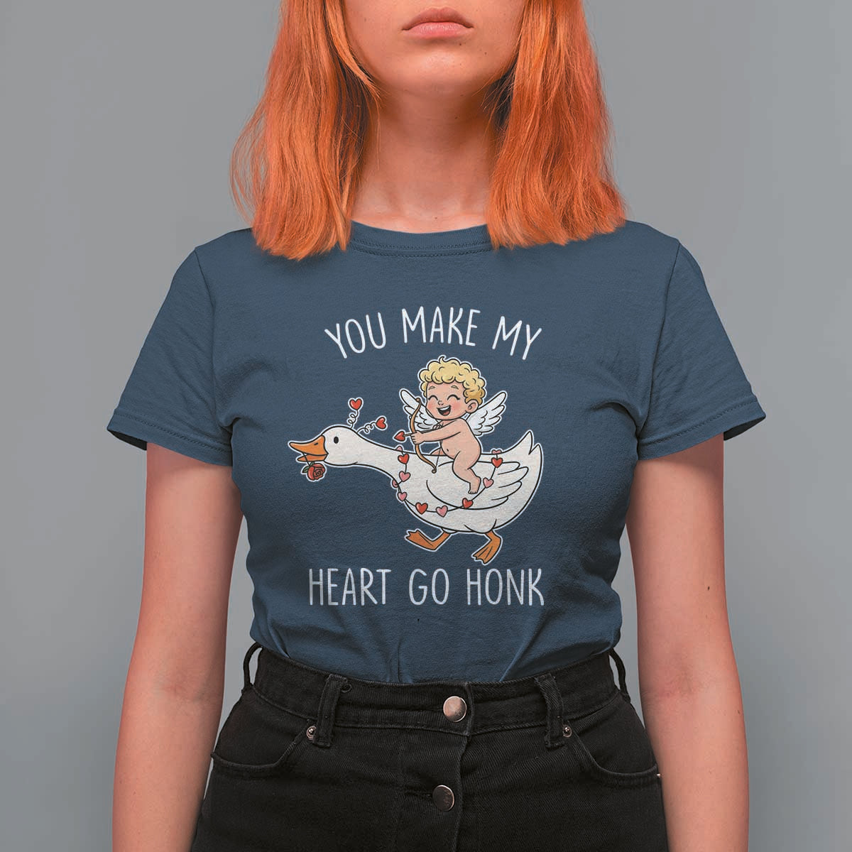 You Make My Heart Go Honk T Shirt For Women Funny Valentine Goose - Wonder Print Shop