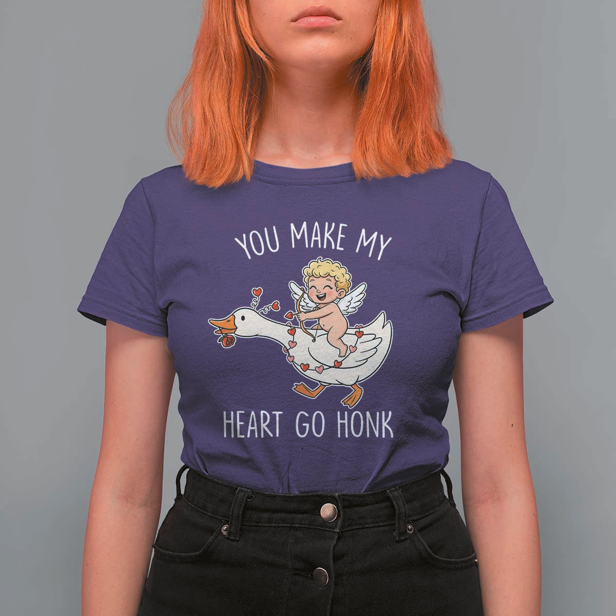 You Make My Heart Go Honk T Shirt For Women Funny Valentine Goose - Wonder Print Shop