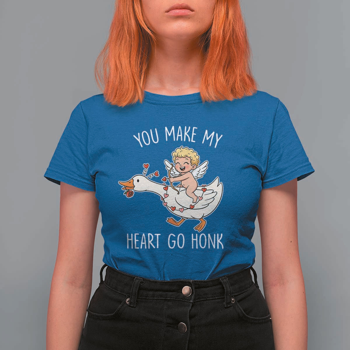 You Make My Heart Go Honk T Shirt For Women Funny Valentine Goose - Wonder Print Shop
