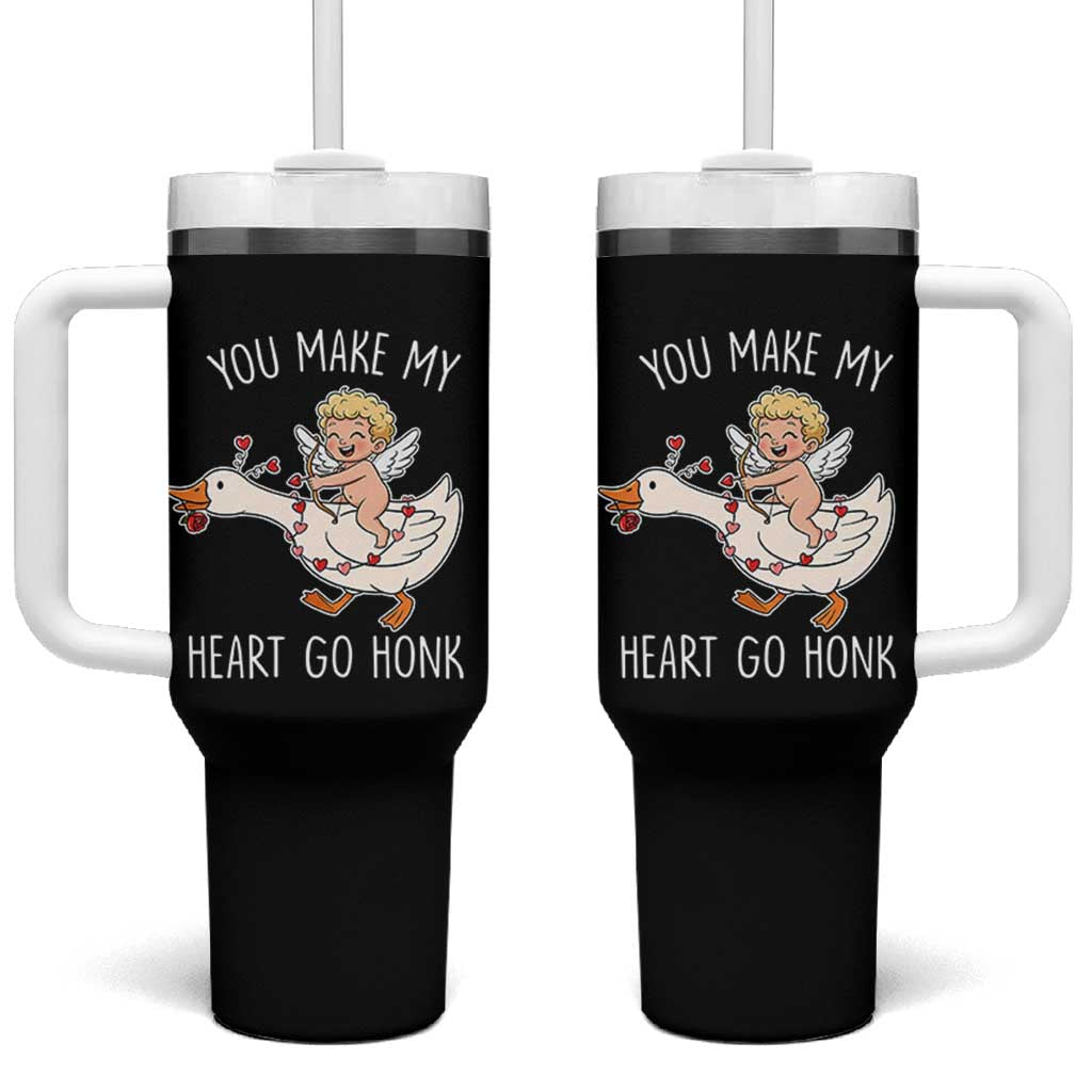 You Make My Heart Go Honk Tumbler With Handle Funny Valentine Goose - Wonder Print Shop