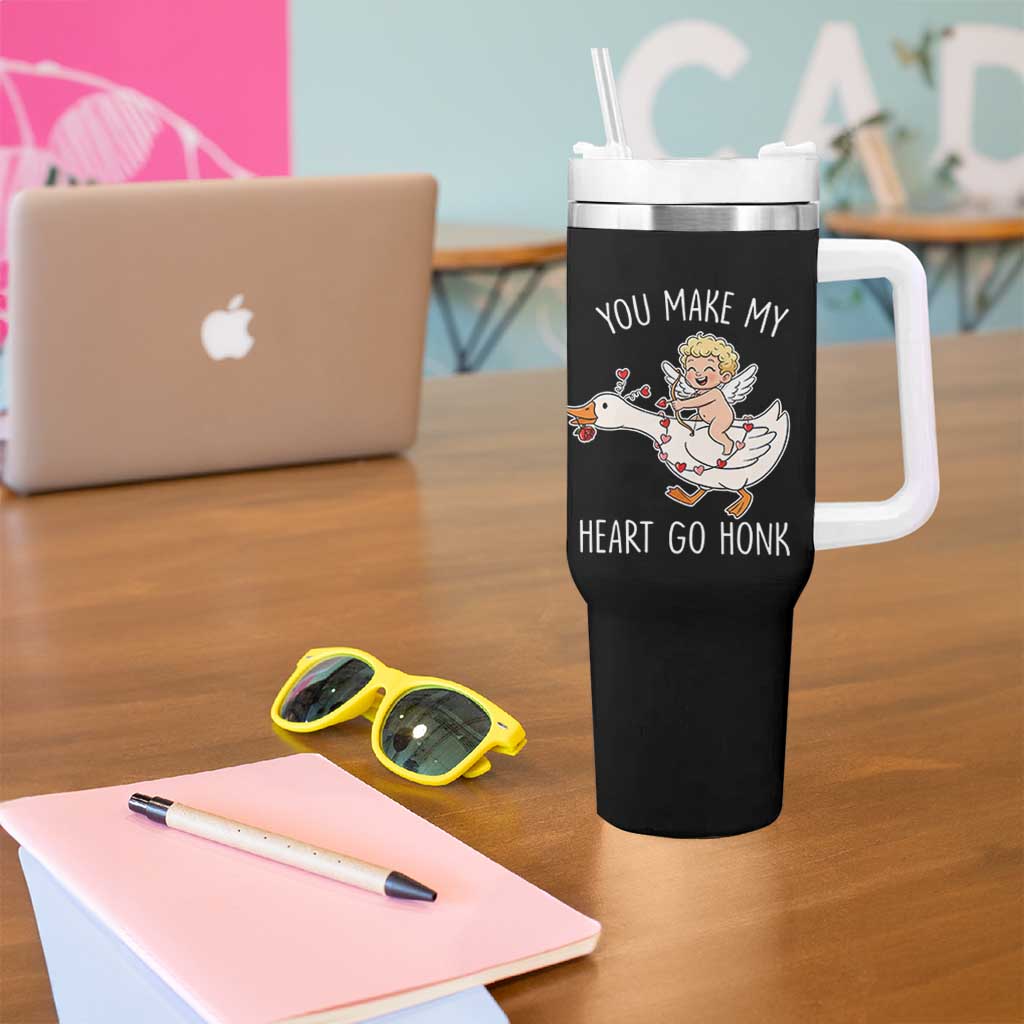 You Make My Heart Go Honk Tumbler With Handle Funny Valentine Goose - Wonder Print Shop