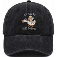You Make My Heart Go Honk Washed Cotton Baseball Cap Funny Valentine Goose