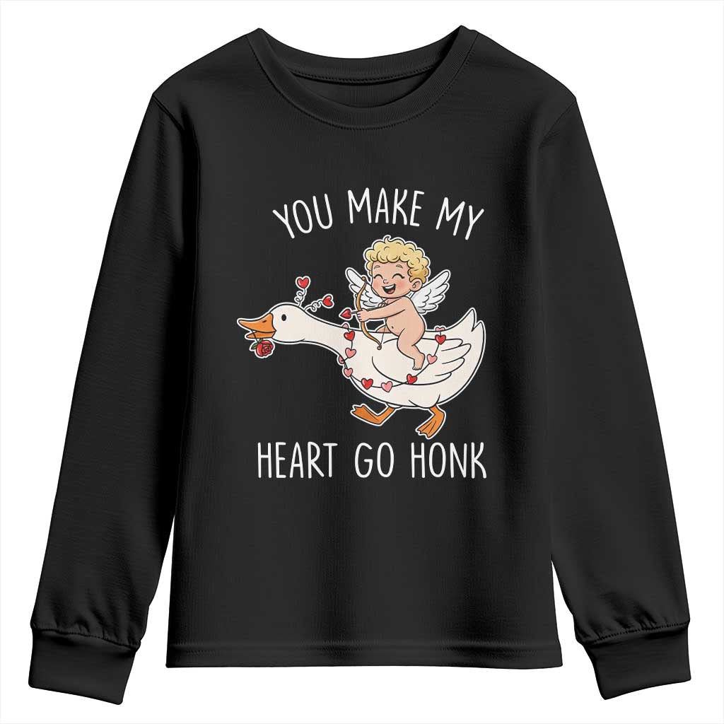 You Make My Heart Go Honk Youth Sweatshirt Funny Valentine Goose - Wonder Print Shop