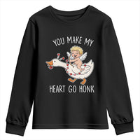 You Make My Heart Go Honk Youth Sweatshirt Funny Valentine Goose - Wonder Print Shop