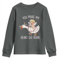 You Make My Heart Go Honk Youth Sweatshirt Funny Valentine Goose - Wonder Print Shop