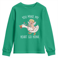You Make My Heart Go Honk Youth Sweatshirt Funny Valentine Goose - Wonder Print Shop