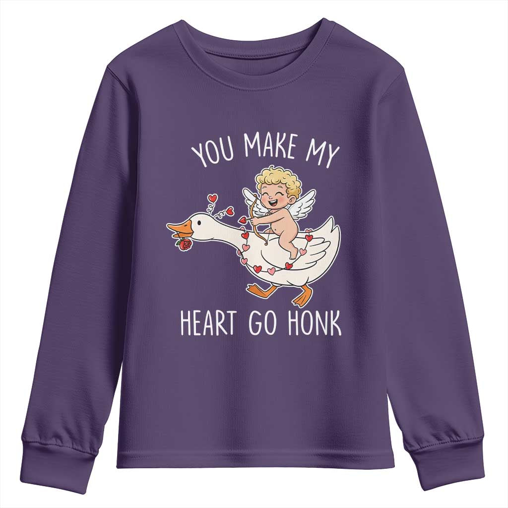 You Make My Heart Go Honk Youth Sweatshirt Funny Valentine Goose - Wonder Print Shop