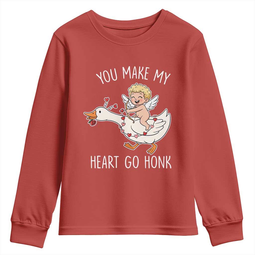 You Make My Heart Go Honk Youth Sweatshirt Funny Valentine Goose - Wonder Print Shop
