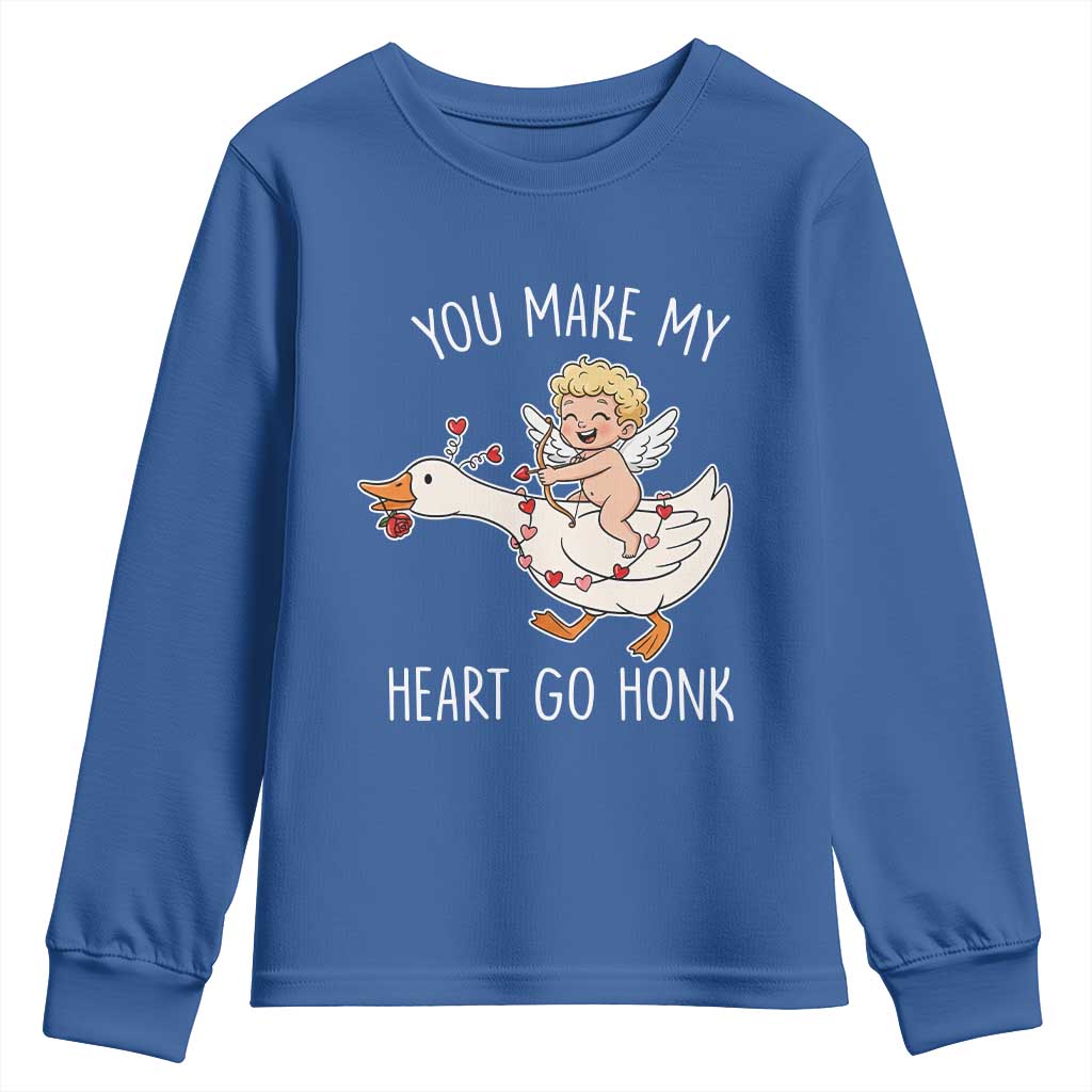 You Make My Heart Go Honk Youth Sweatshirt Funny Valentine Goose - Wonder Print Shop