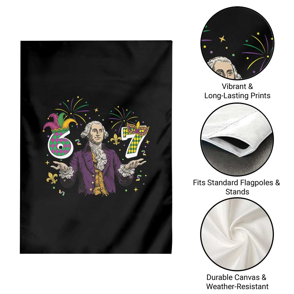 67 Mardi Gras Garden Flag Funny Six Seven George Washington Meme