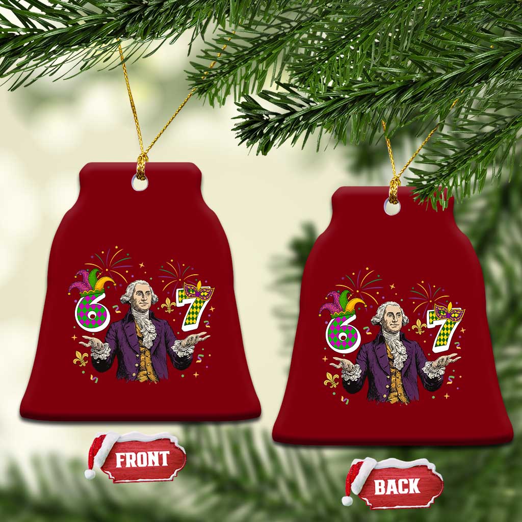 67 Mardi Gras Ceramic Ornament Funny Six Seven George Washington Meme