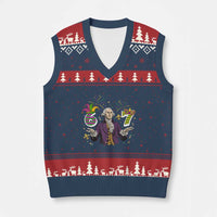 67 Mardi Gras V-Neck Knit Sweater Vest Funny Six Seven George Washington Meme
