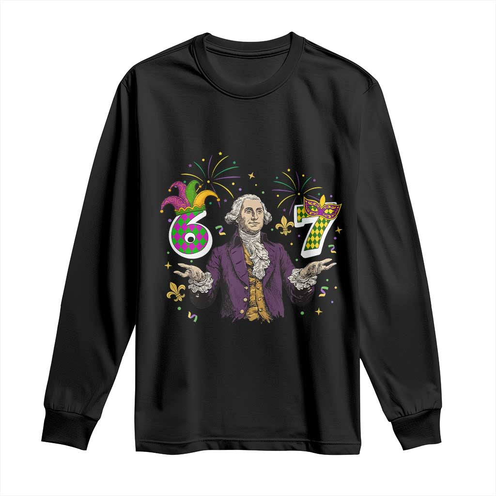 67 Mardi Gras Long Sleeve Shirt Funny Six Seven George Washington Meme