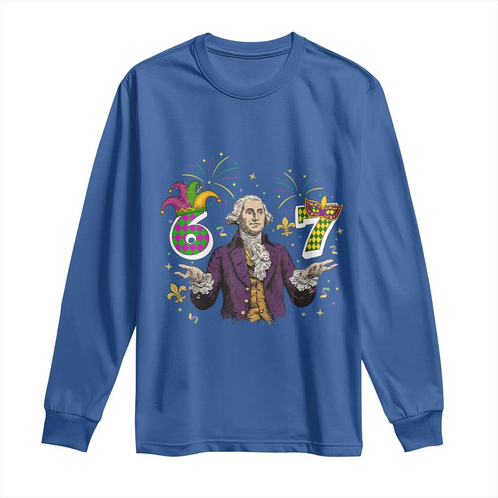 67 Mardi Gras Long Sleeve Shirt Funny Six Seven George Washington Meme