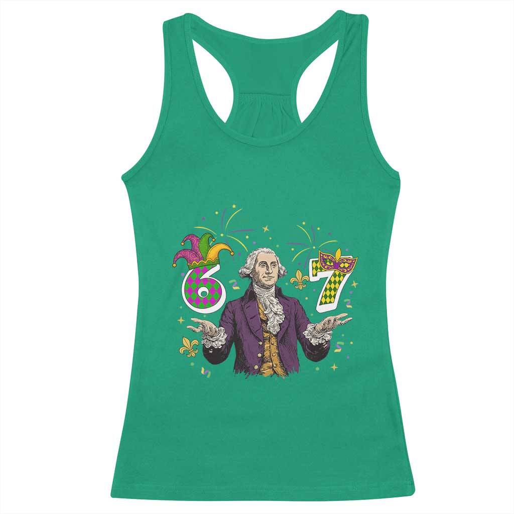 67 Mardi Gras Racerback Tank Top Funny Six Seven George Washington Meme
