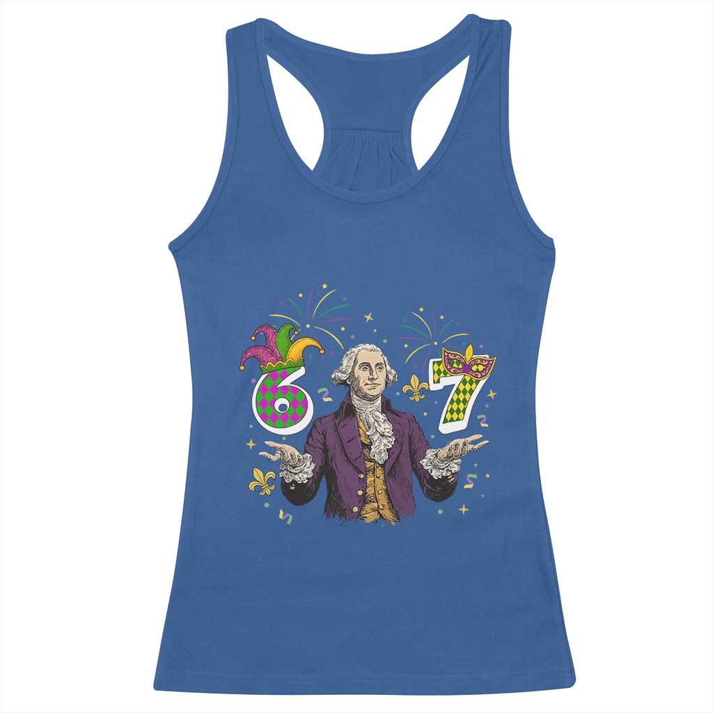 67 Mardi Gras Racerback Tank Top Funny Six Seven George Washington Meme