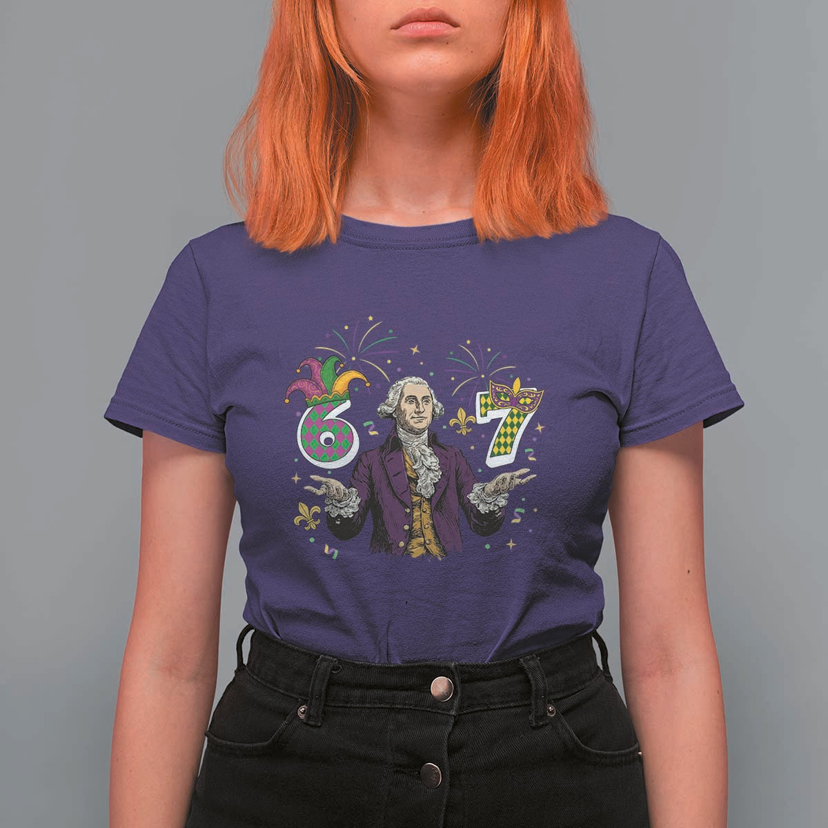 67 Mardi Gras T Shirt For Women Funny Six Seven George Washington Meme