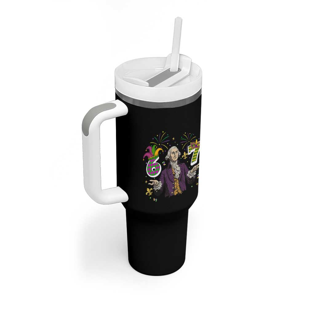 67 Mardi Gras Tumbler With Handle Funny Six Seven George Washington Meme
