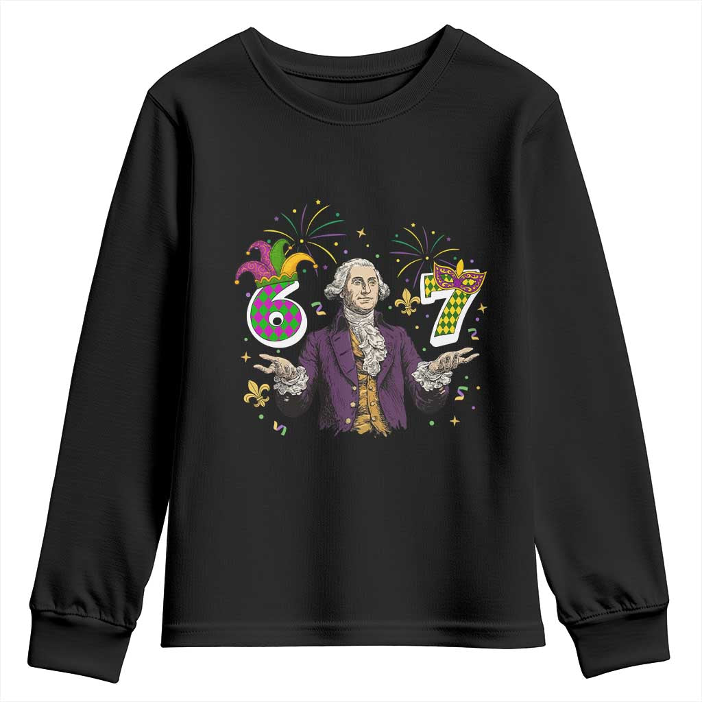 67 Mardi Gras Youth Sweatshirt Funny Six Seven George Washington Meme