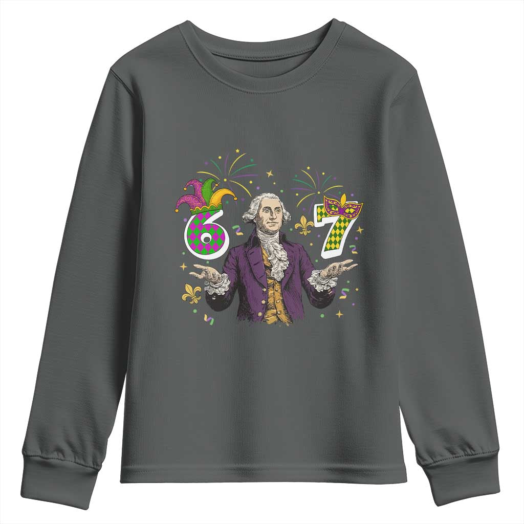 67 Mardi Gras Youth Sweatshirt Funny Six Seven George Washington Meme