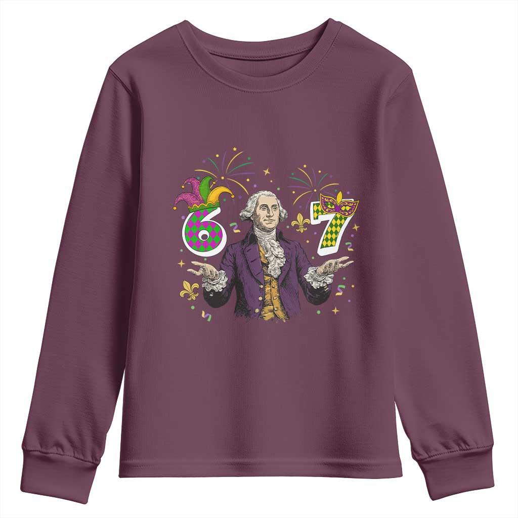 67 Mardi Gras Youth Sweatshirt Funny Six Seven George Washington Meme