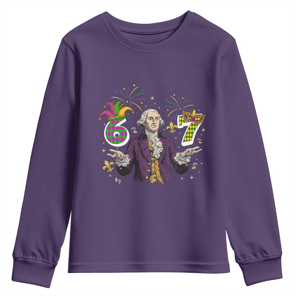67 Mardi Gras Youth Sweatshirt Funny Six Seven George Washington Meme