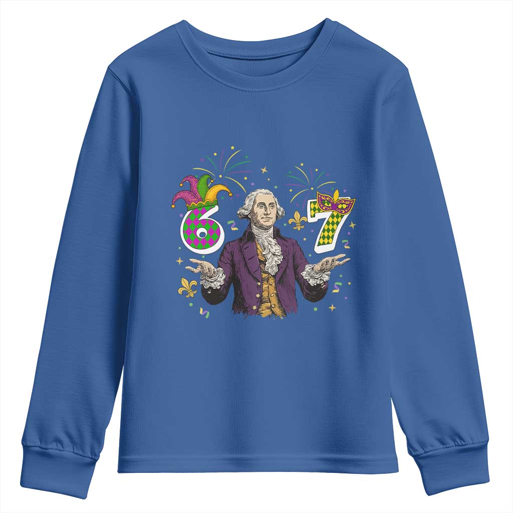 67 Mardi Gras Youth Sweatshirt Funny Six Seven George Washington Meme