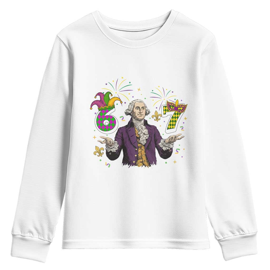 67 Mardi Gras Youth Sweatshirt Funny Six Seven George Washington Meme