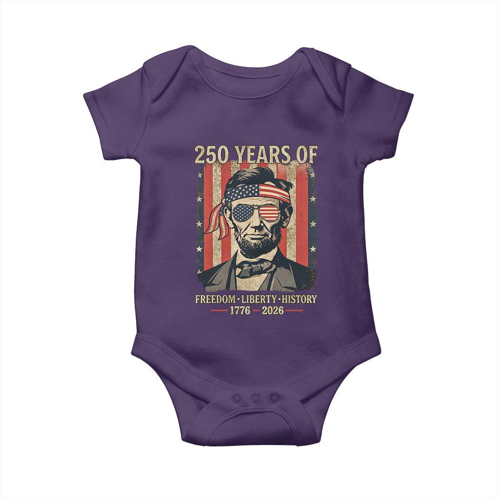 Abraham Lincoln Freedom Retro Baby Onesie 250 Years of Freedom Liberty History