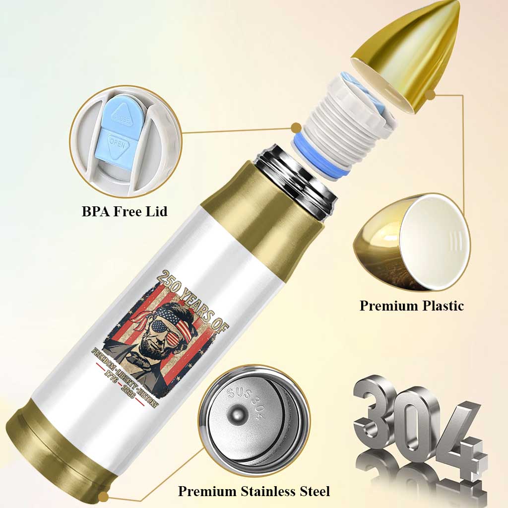Abraham Lincoln Freedom Retro Bullet Tumbler 250 Years of Freedom Liberty History