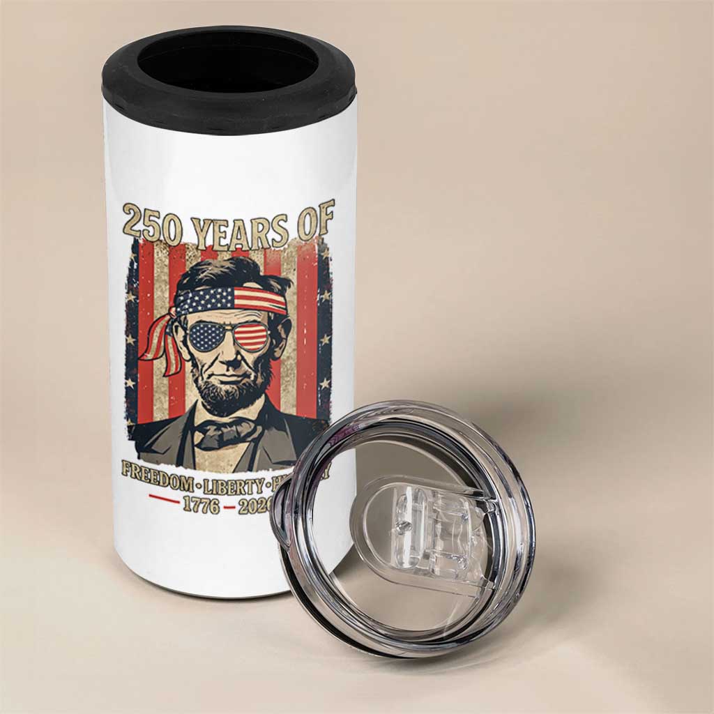 Abraham Lincoln Freedom Retro 4 in 1 Can Cooler Tumbler 250 Years of Freedom Liberty History