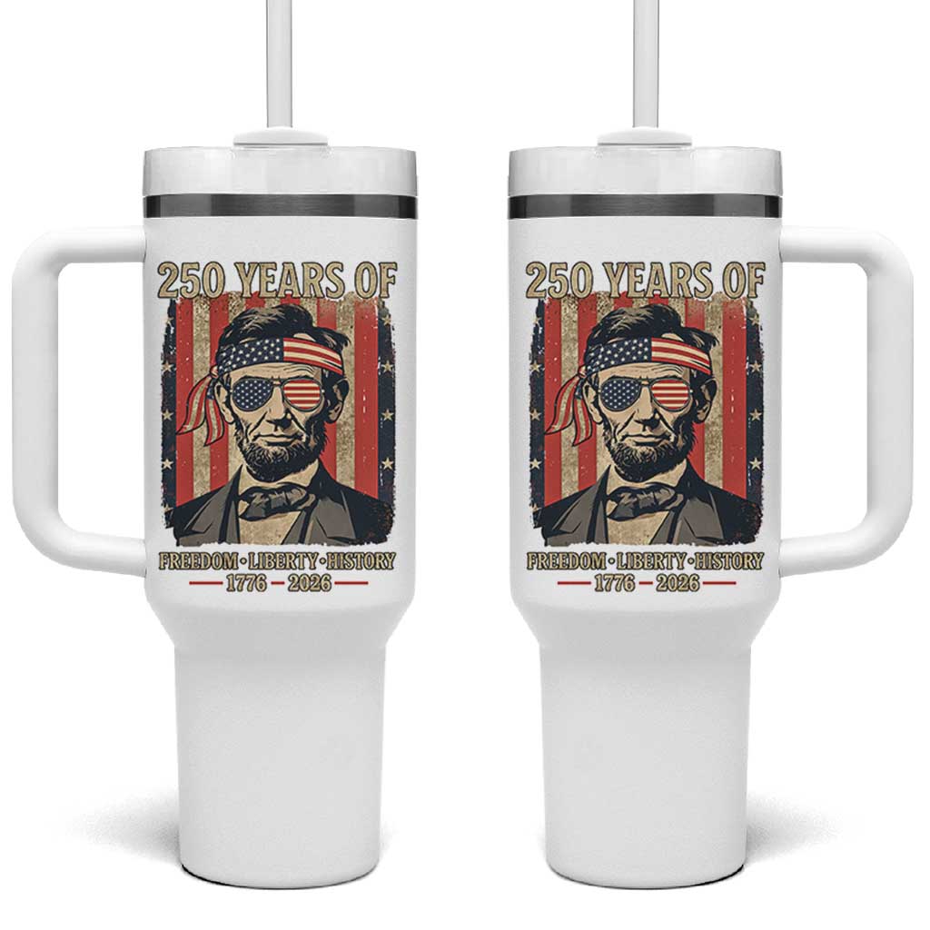 Abraham Lincoln Freedom Retro Tumbler With Handle 250 Years of Freedom Liberty History