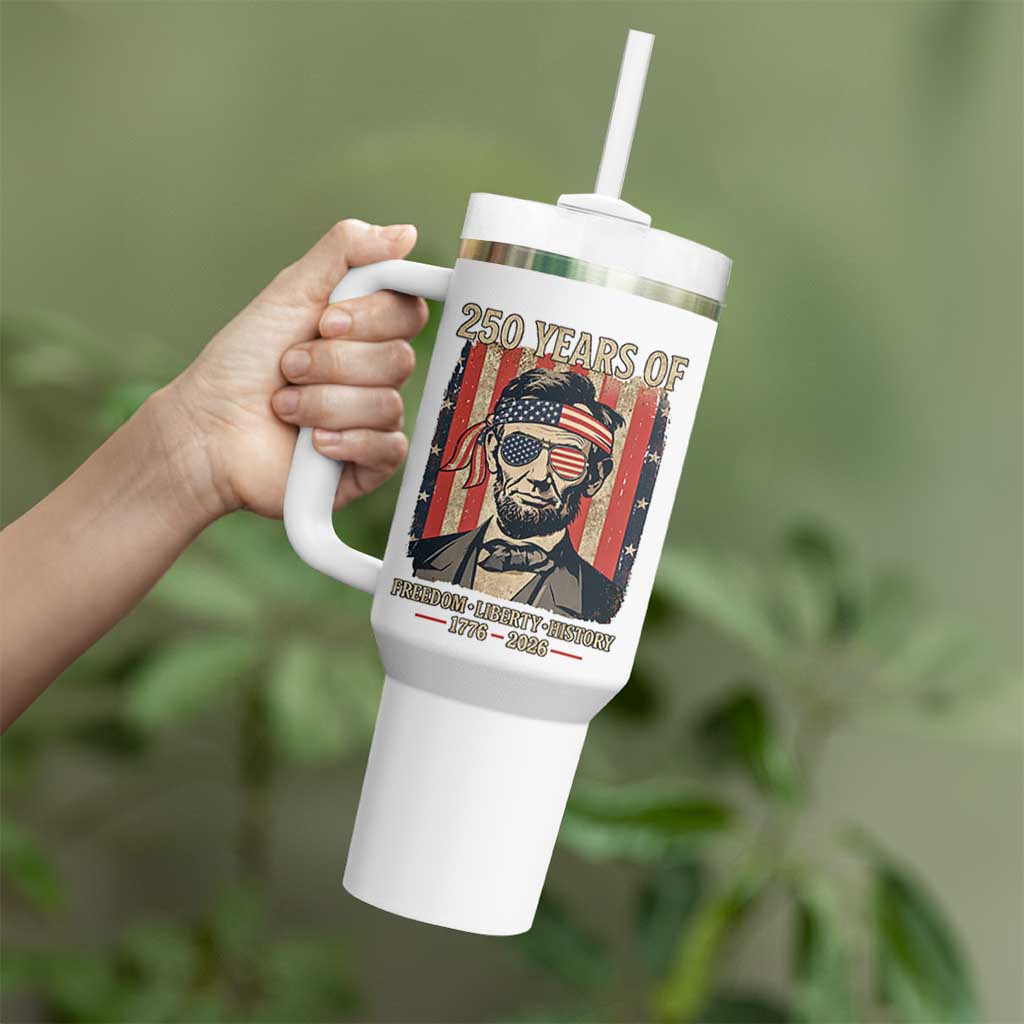 Abraham Lincoln Freedom Retro Tumbler With Handle 250 Years of Freedom Liberty History