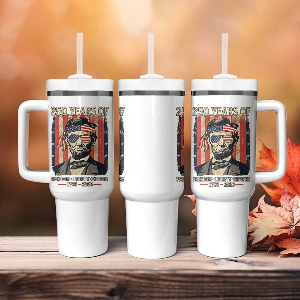Abraham Lincoln Freedom Retro Tumbler With Handle 250 Years of Freedom Liberty History