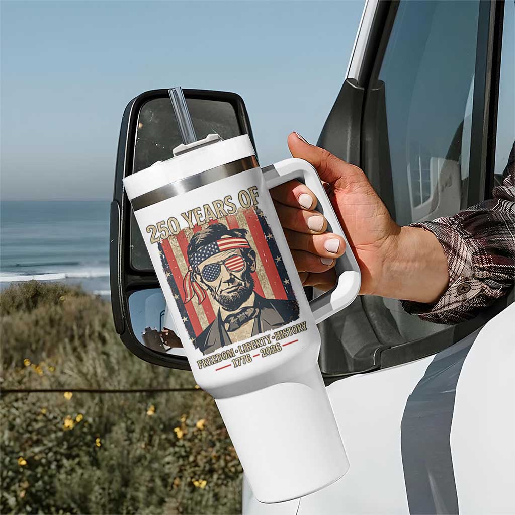 Abraham Lincoln Freedom Retro Tumbler With Handle 250 Years of Freedom Liberty History