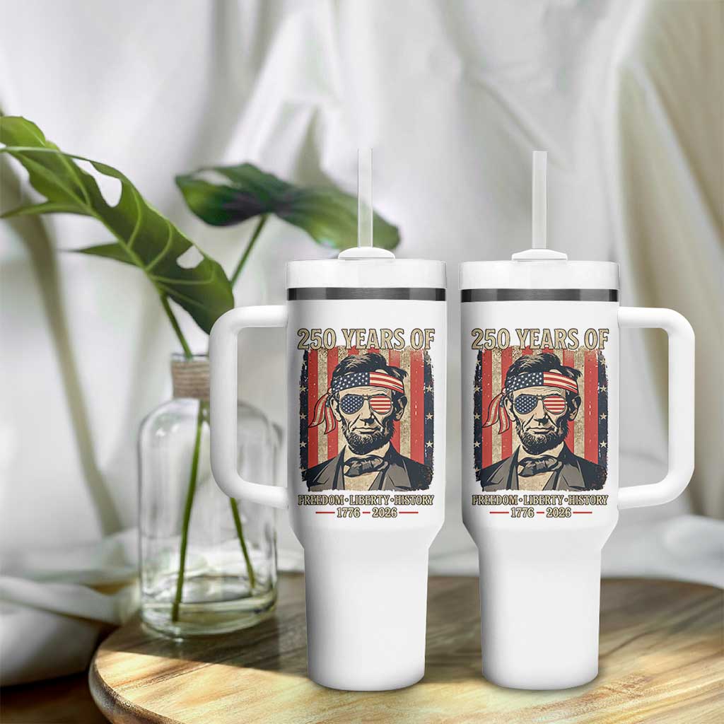 Abraham Lincoln Freedom Retro Tumbler With Handle 250 Years of Freedom Liberty History