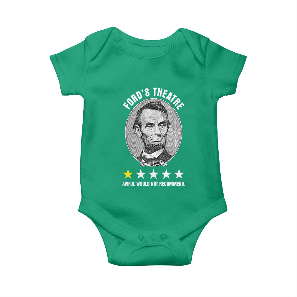Abraham Lincoln History Teacher Baby Onesie Ford's Theatre Awful Would Not Recommend
