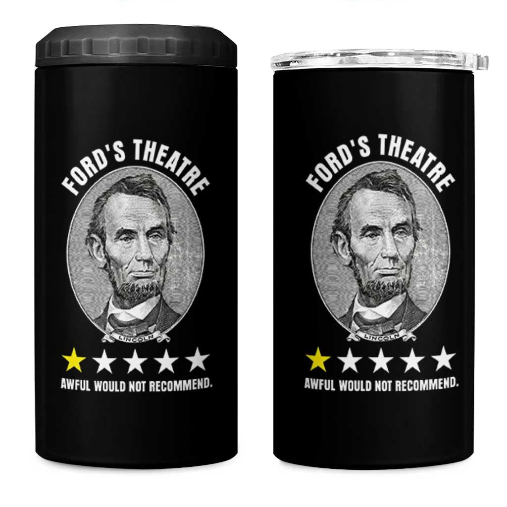 Abraham Lincoln History Teacher 4 in 1 Can Cooler Tumbler Ford's Theatre Awful Would Not Recommend