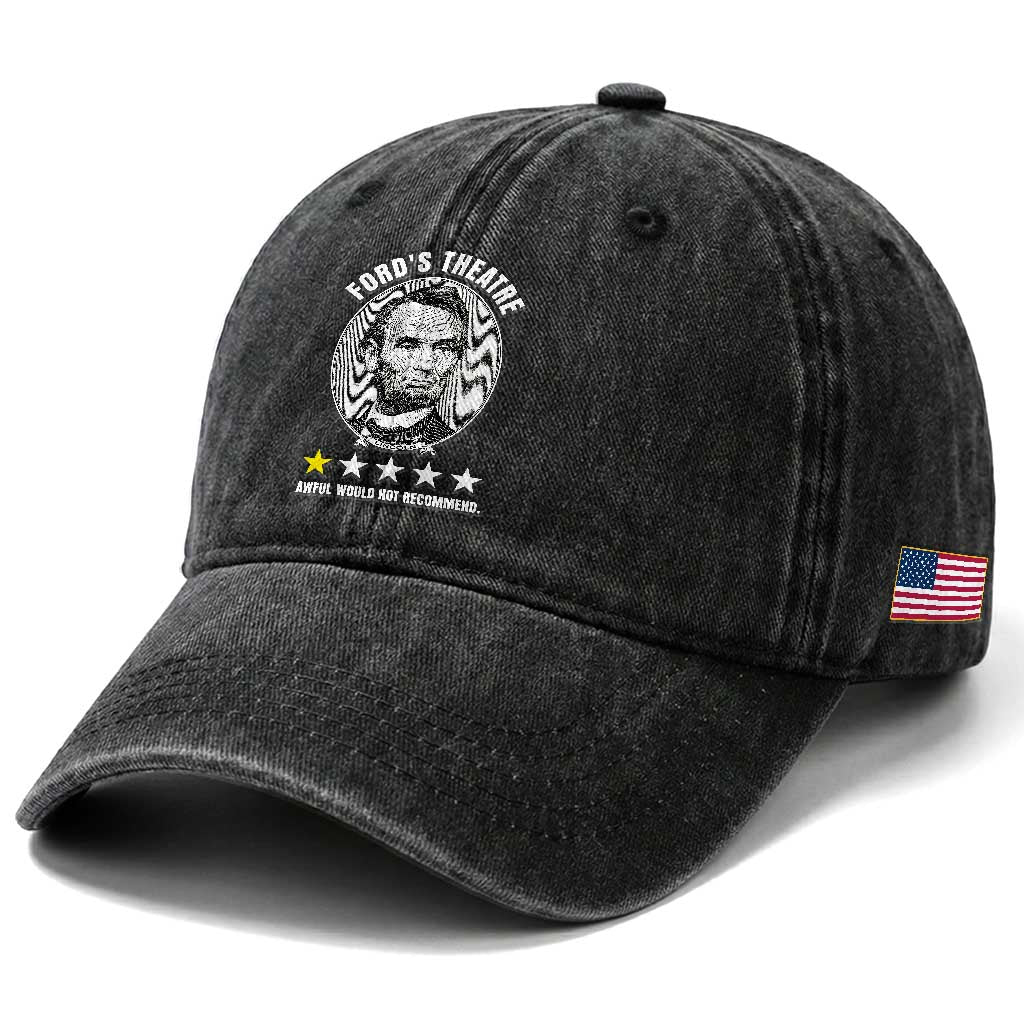 Abraham Lincoln History Teacher Washed Cotton Baseball Cap Ford's Theatre Awful Would Not Recommend
