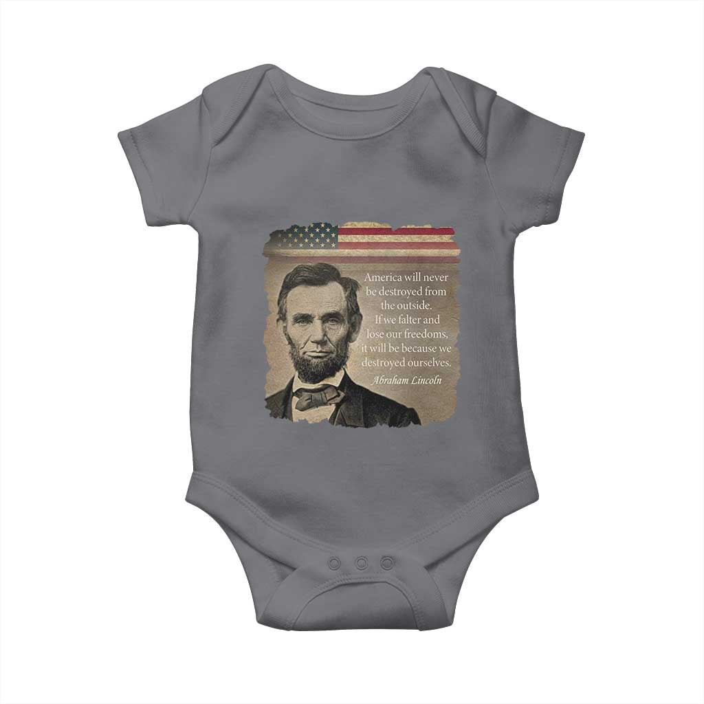 Abraham Lincoln Quote Baby Onesie American History Teacher School Presidents Day