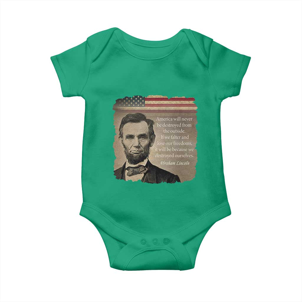 Abraham Lincoln Quote Baby Onesie American History Teacher School Presidents Day