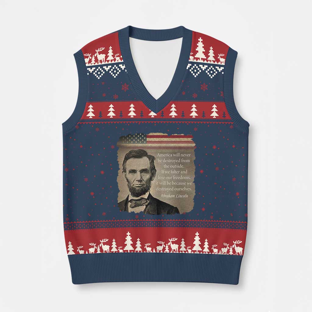 Abraham Lincoln Quote V-Neck Knit Sweater Vest American History Teacher School Presidents Day