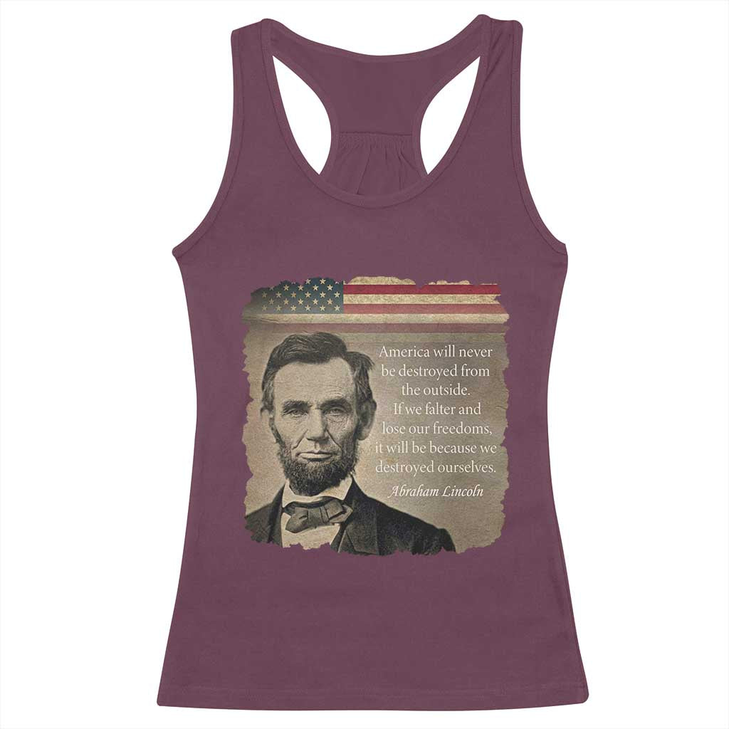 Abraham Lincoln Quote Racerback Tank Top American History Teacher School Presidents Day