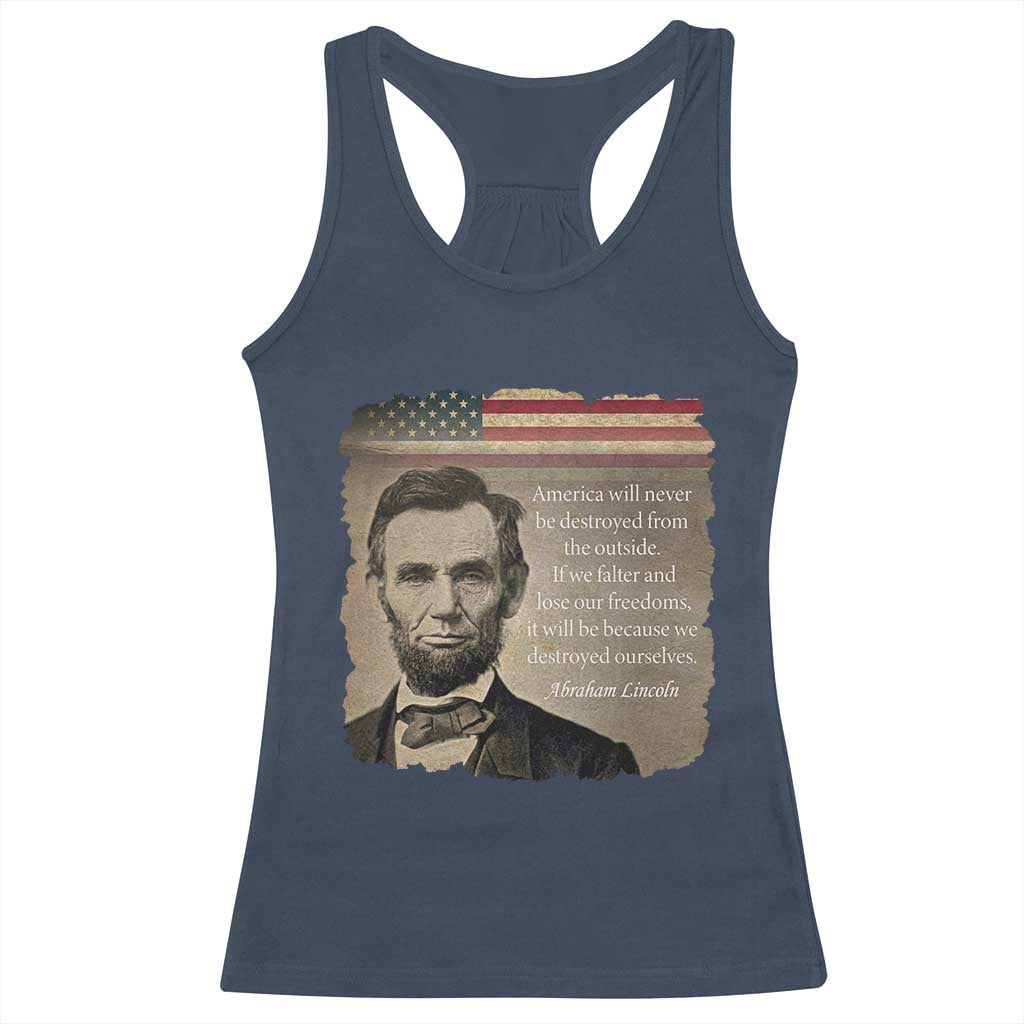 Abraham Lincoln Quote Racerback Tank Top American History Teacher School Presidents Day