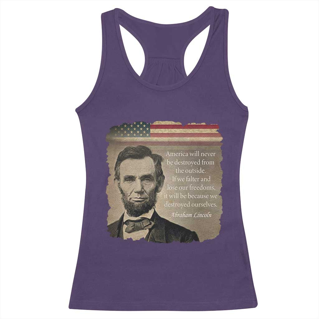 Abraham Lincoln Quote Racerback Tank Top American History Teacher School Presidents Day