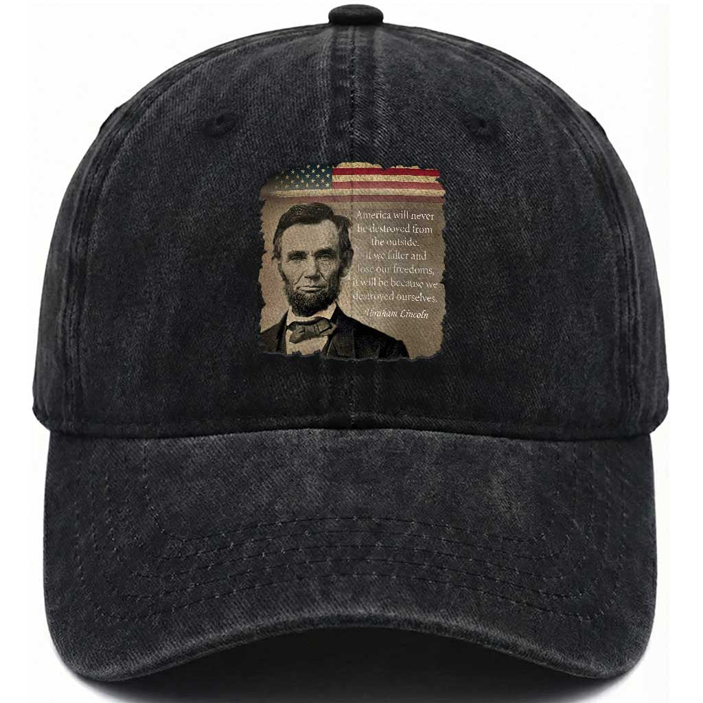 Abraham Lincoln Quote Washed Cotton Baseball Cap American History Teacher School Presidents Day